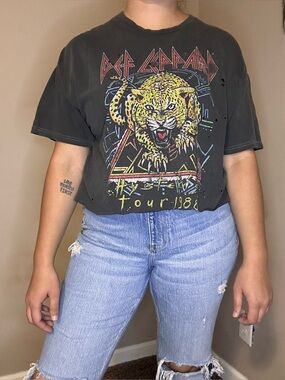 DEF LEPPARD Distressed Crop Top | M/L